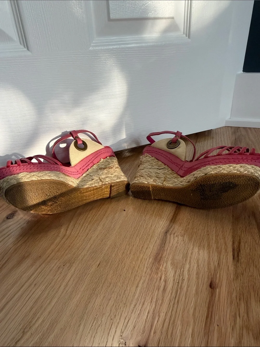 Wanted Fuchsia Braided Espadrille Wedge Sandals